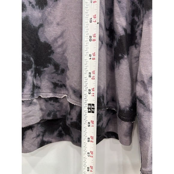Mudd Tie Dye Lace Up Long Sleeve Top Gray Black Size Large Boho Grunge - Picture 9 of 10